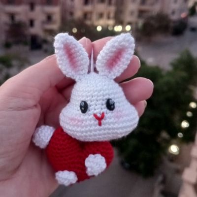 Amigurumi bunny car hanging accessory