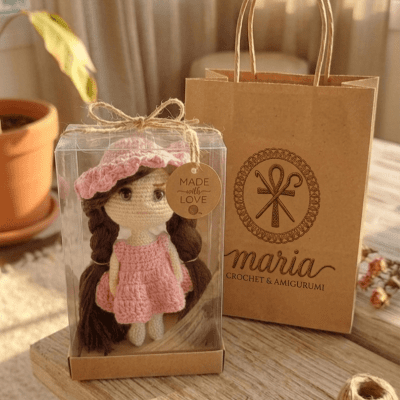 Handmade Crochet Doll Keychain &ndash; Mini Bag Charm 💙