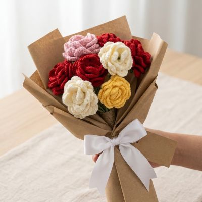 Handmade Crochet Rose Bouquet