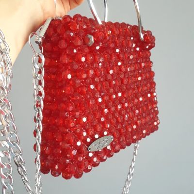 شنطه خرز كريستال بأيد وسلسلة استانلس