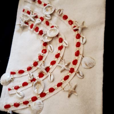 Linen seashell clutch