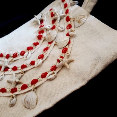 Linen seashell clutch