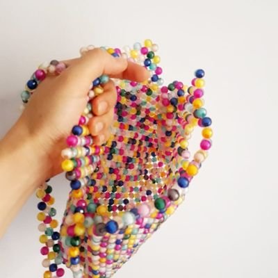 A bag of colored beads