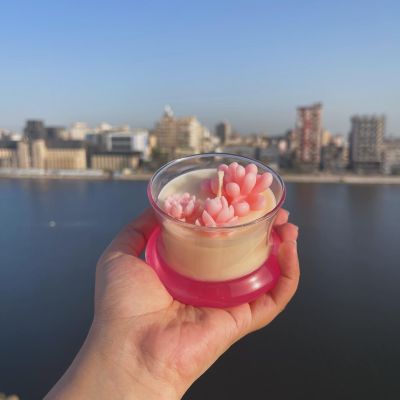 شمعه بكوب زجاج