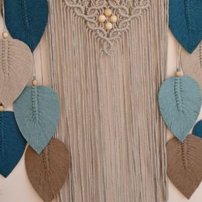 Large macrame leaves wall hanging 