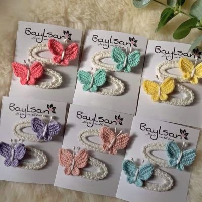 double clips.. colored butterflies