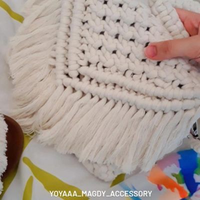 Macrame bag with triangle tassel cover