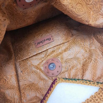 Crochet bag with colored squares