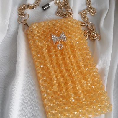 جراب موبايل خرز ذهبى كريستال 