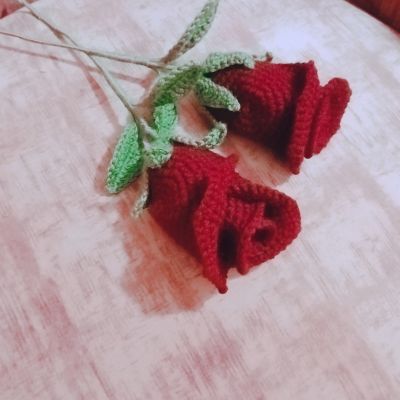 Rose flower made of crochet 