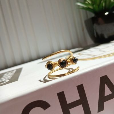 خاتم من النحاس مع كريستال أسود