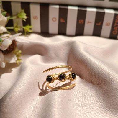 خاتم من النحاس مع كريستال أسود