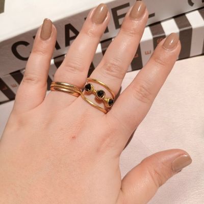 خاتم من النحاس مع كريستال أسود