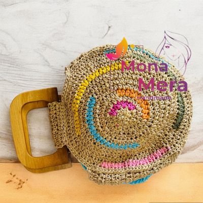 شنطة الوردة الرافيا 