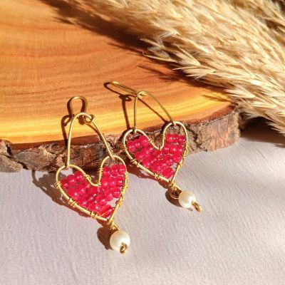 Copper heart earring
