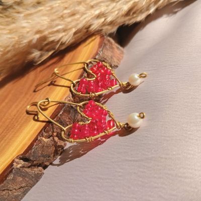 Copper heart earring