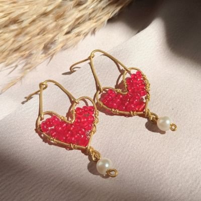 Copper heart earring