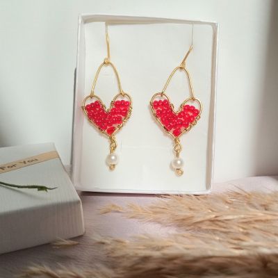 Copper heart earring