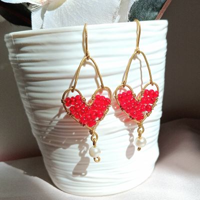 Copper heart earring