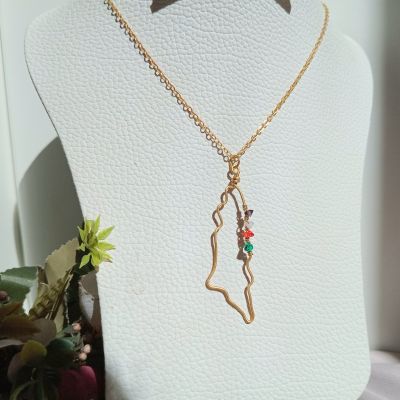 A copper chain in the shape of a map of Palestine