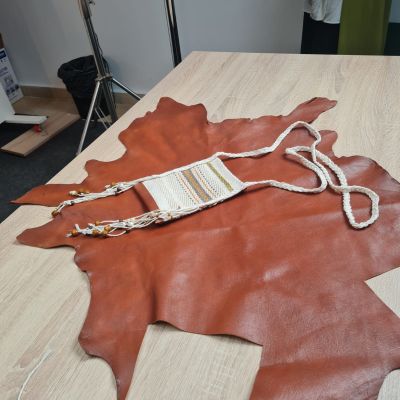 Bag from cotton and leather 