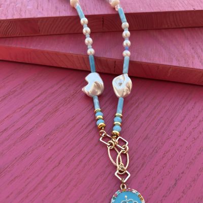 Gold plated & stone chain