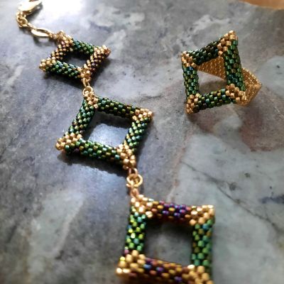 A Set of colorful squares by Miyuki beads 