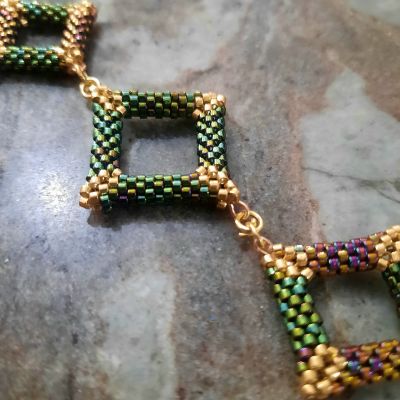 A Set of colorful squares by Miyuki beads 