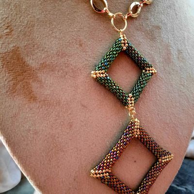 A Set of colorful squares by Miyuki beads 