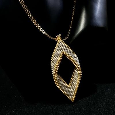 Silver and gold leaf necklace by Miyuki beads