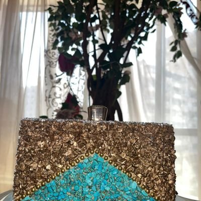 شنطه سواريه هاند ميد مطعمه بالاحجار الكريمه 