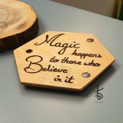 Magic - Hand-Burned Hexagon Wooden Box