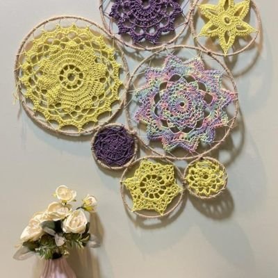 Wall hanging crochet frames 