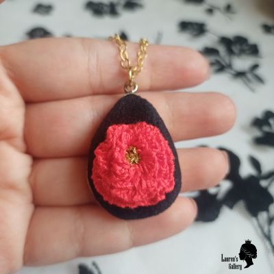 Embroidered Copper Necklace and Ring