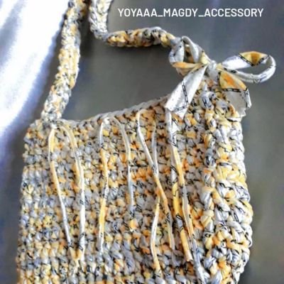 شنطة كروشيه تريندى ( حمصى*اصفر ليمونى )