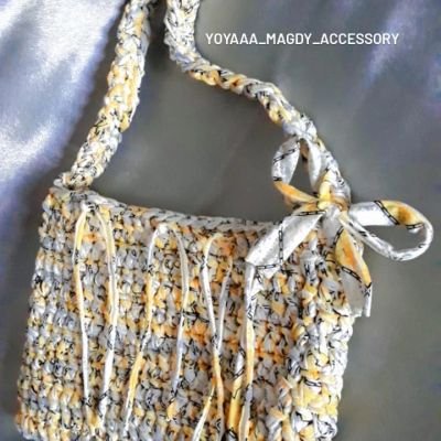 شنطة كروشيه تريندى ( حمصى*اصفر ليمونى )