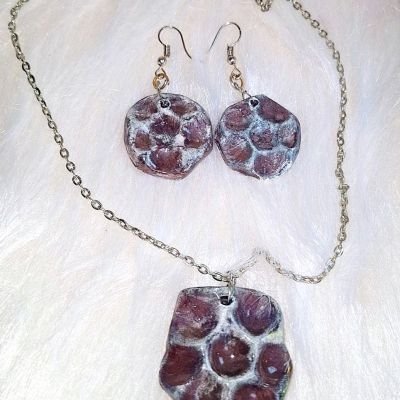 ceramic set chain&earrings
