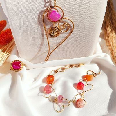 Agat & pure copper set