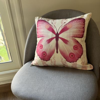 Magenta butterfly cushion cover