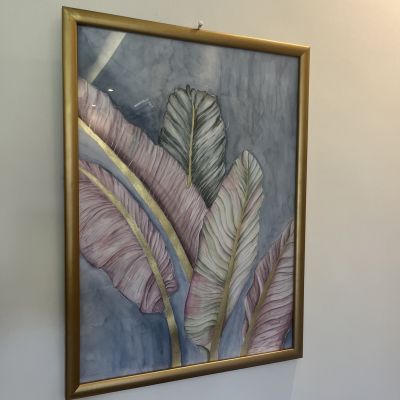 Green Leaves Gold Painting