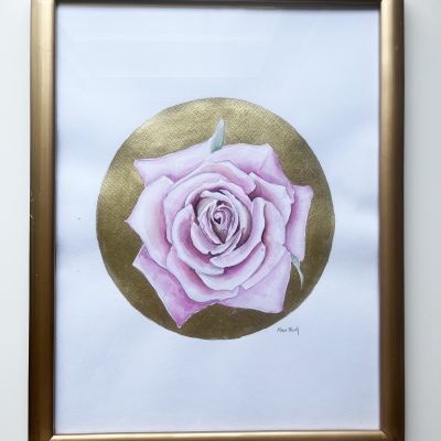 لوحات فنيه ثلاث لورود بالذهبي