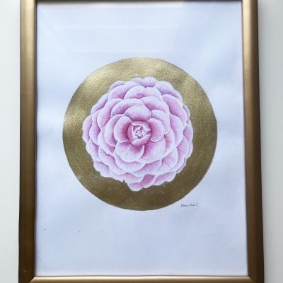 لوحات فنيه ثلاث لورود بالذهبي