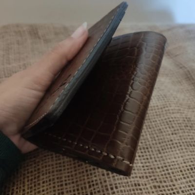 🤎محفظه رجالى جلد طبيعى ثلاثيه 