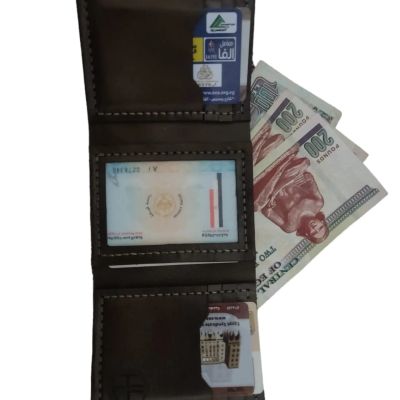 🤎محفظه رجالى جلد طبيعى ثلاثيه 