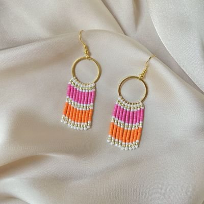 حلق بينك و برتقالي ( طقم )