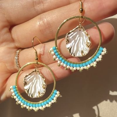Seashell Earrings ( Blue )