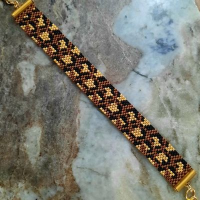 مجموعة تصميم جلد النمر مع الشكل السداسى من خرز الميوكى