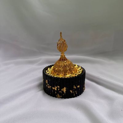 ديكور منزل اسود 5 قطع مع ورق ذهبي