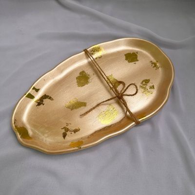 ديكور منزل باللون الشامبانيا، 4 قطع مع ورق الذهب