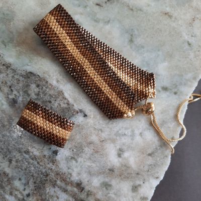 تصميم تدرج اللون النحاسى مع الذهبى من خرز الميوكى